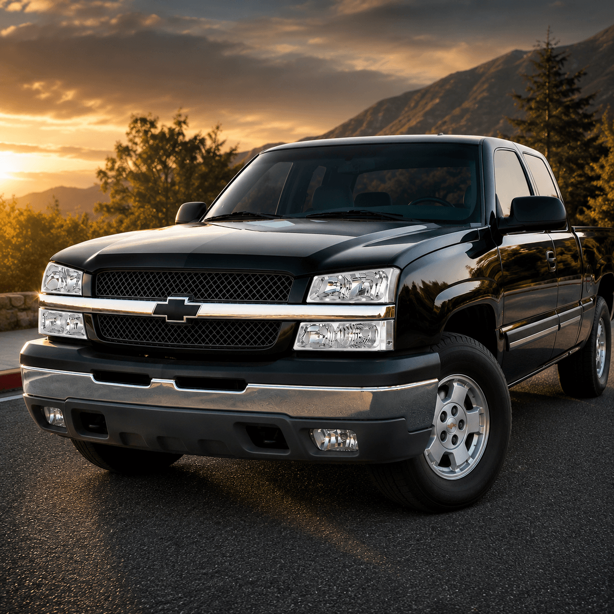 2003-2006 Chevy Silverado headlights front view