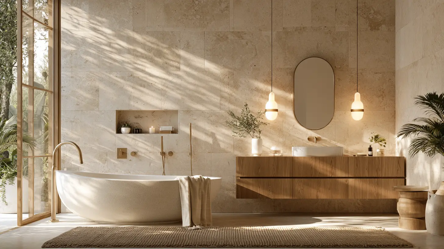 Luxury bathroom with a freestanding bathtub
